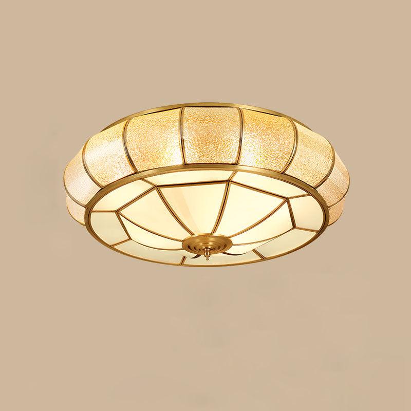 Deu Postmodern Luxury Drum Brass Glass Ceiling Light