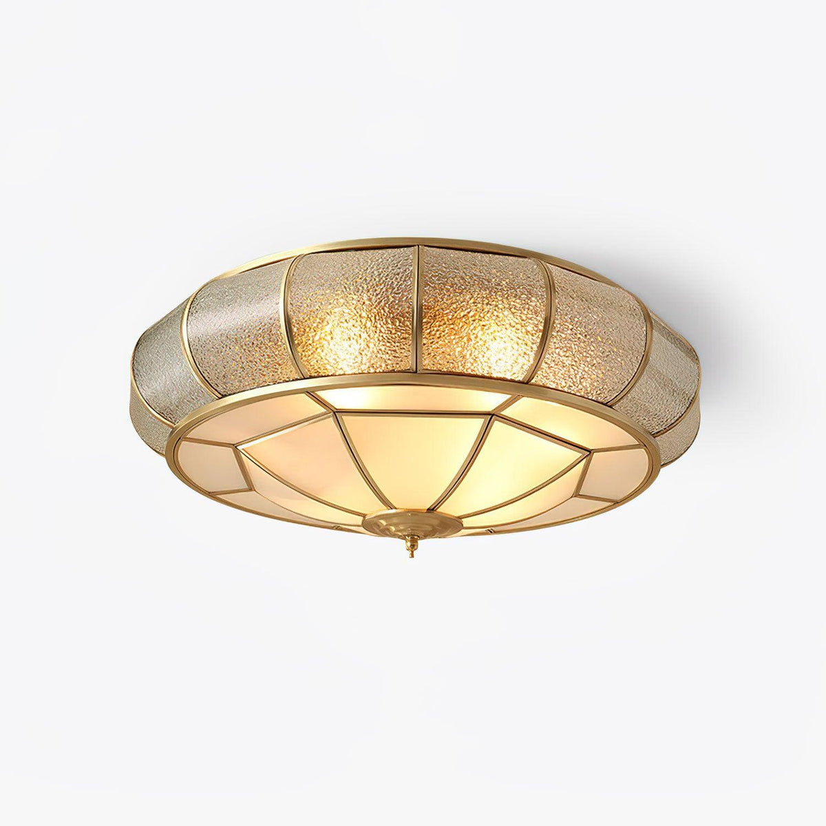 Deu Postmodern Luxury Drum Brass Glass Ceiling Light