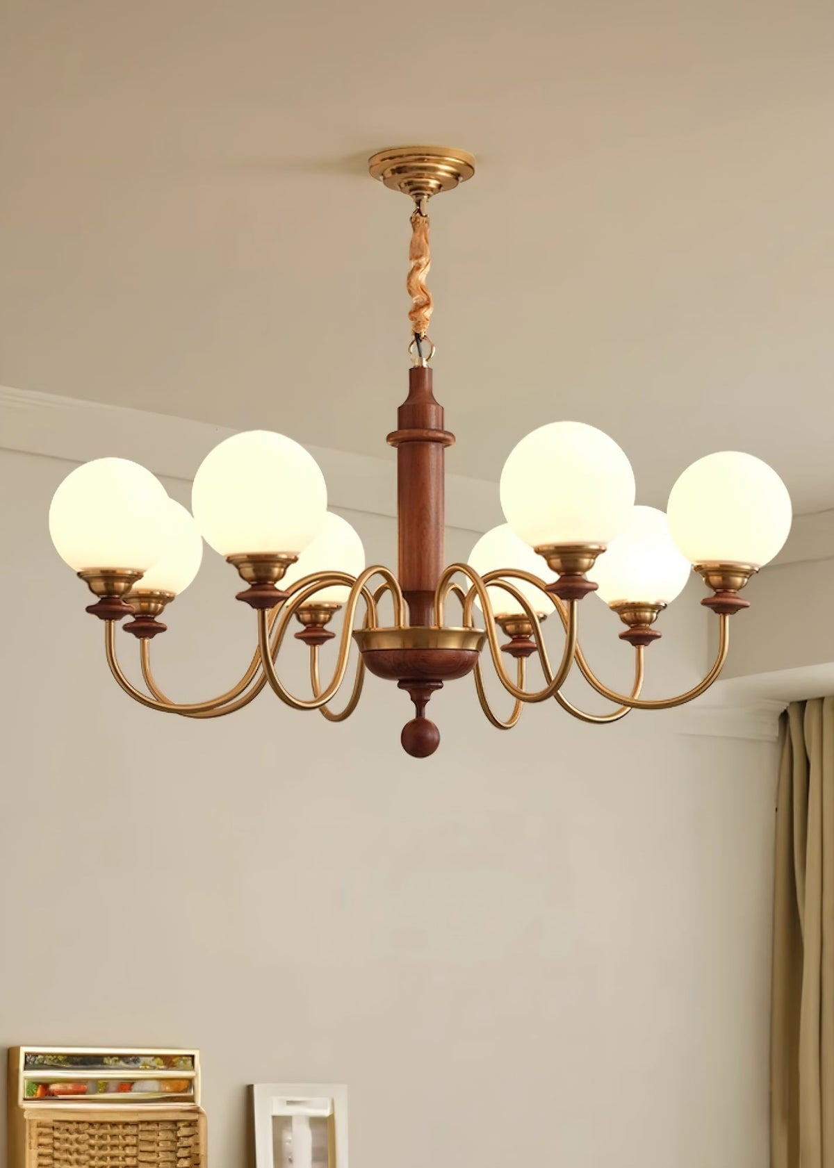 Celoira Vintage Brass Glass Chandelier