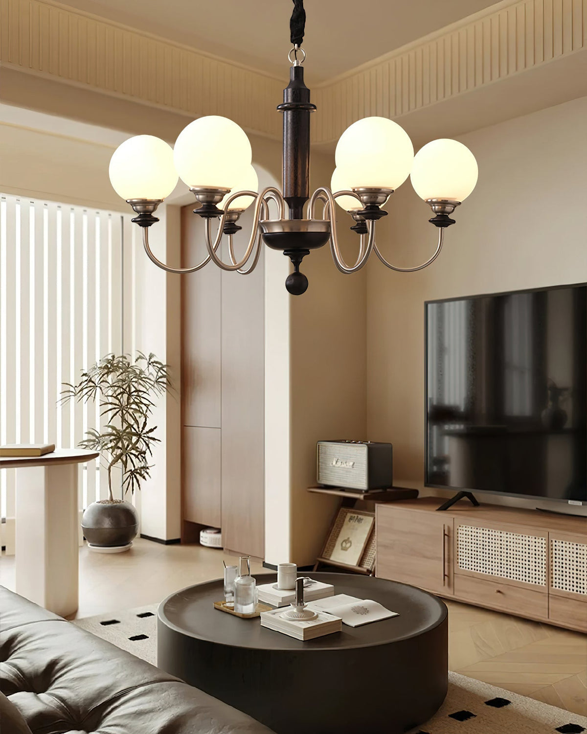 Celoira Vintage Brass Glass Chandelier