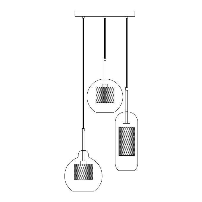 Eiruiella Pendant Lamp Glass Gold Mesh for Dining Room