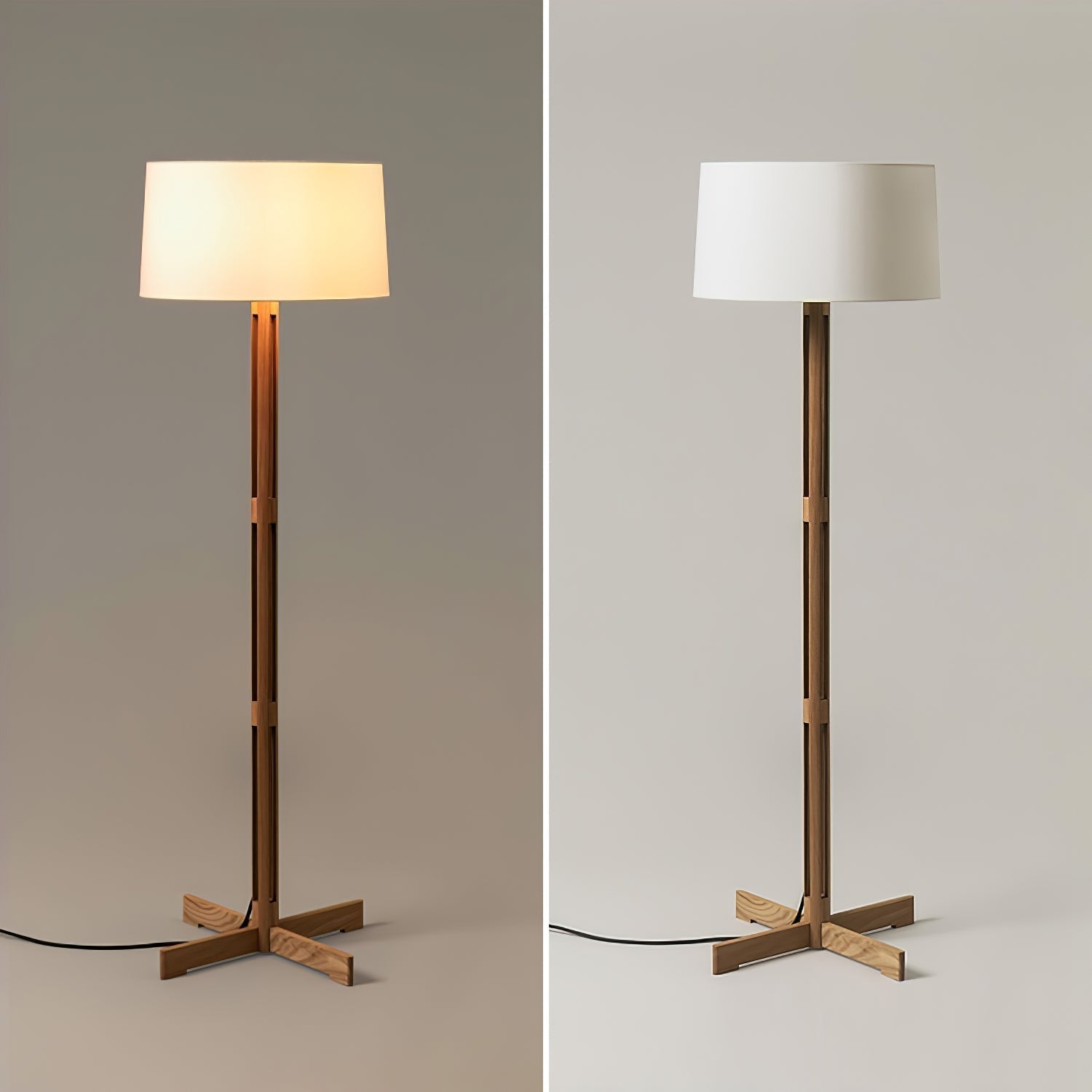 Quayen Wood Fabric Classic Floor Lamp