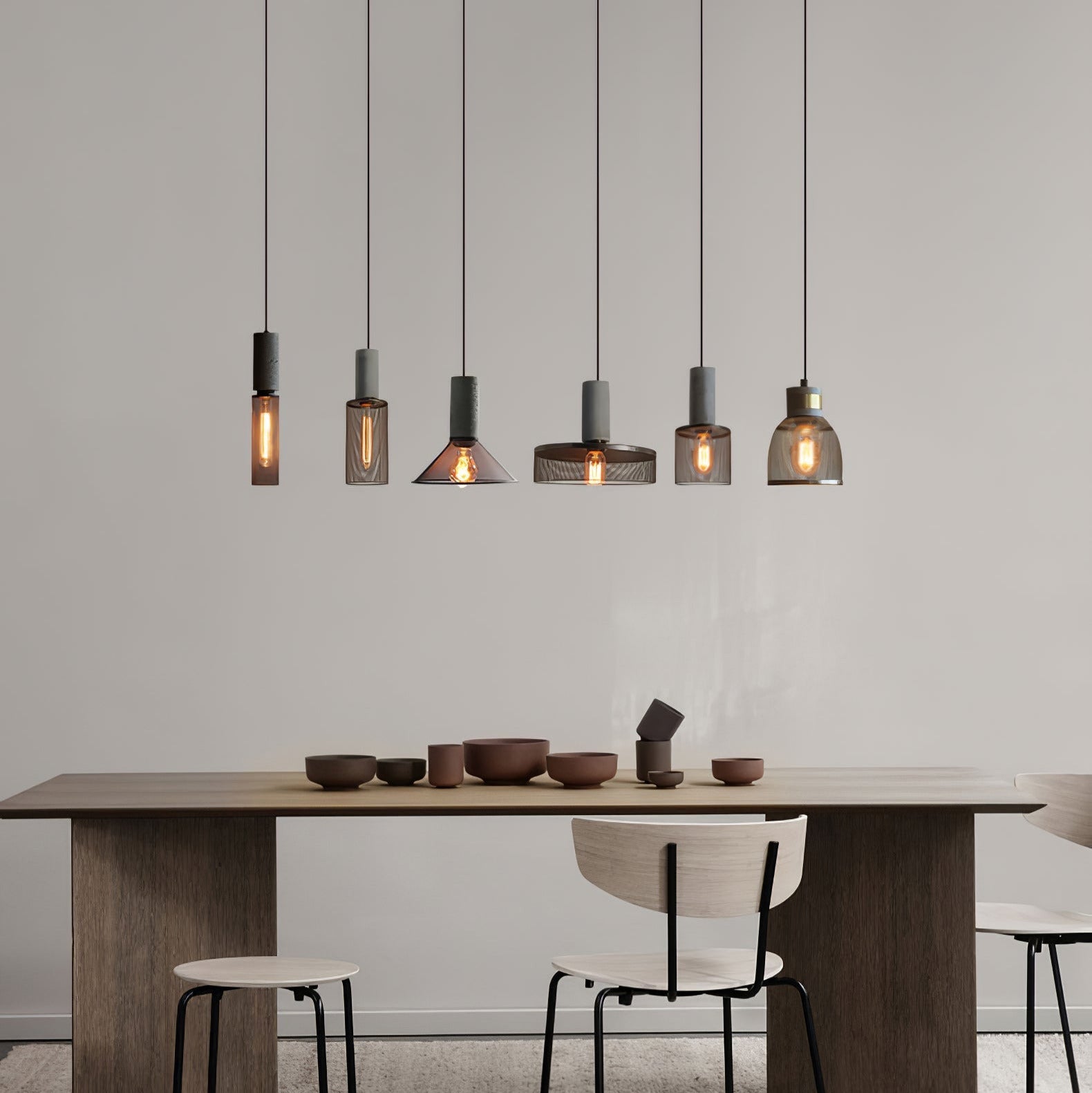 Arisha Industrial Cylindrical Pendant Light, Cement Wabi-Sabi - Neutral Decor