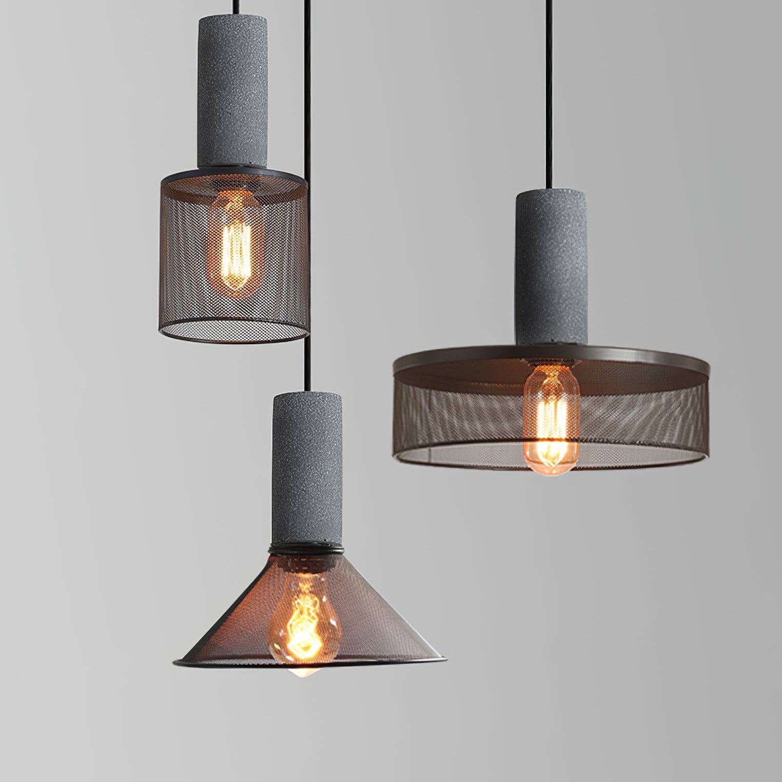 Arisha Industrial Cylindrical Pendant Light, Cement Wabi-Sabi - Neutral Decor