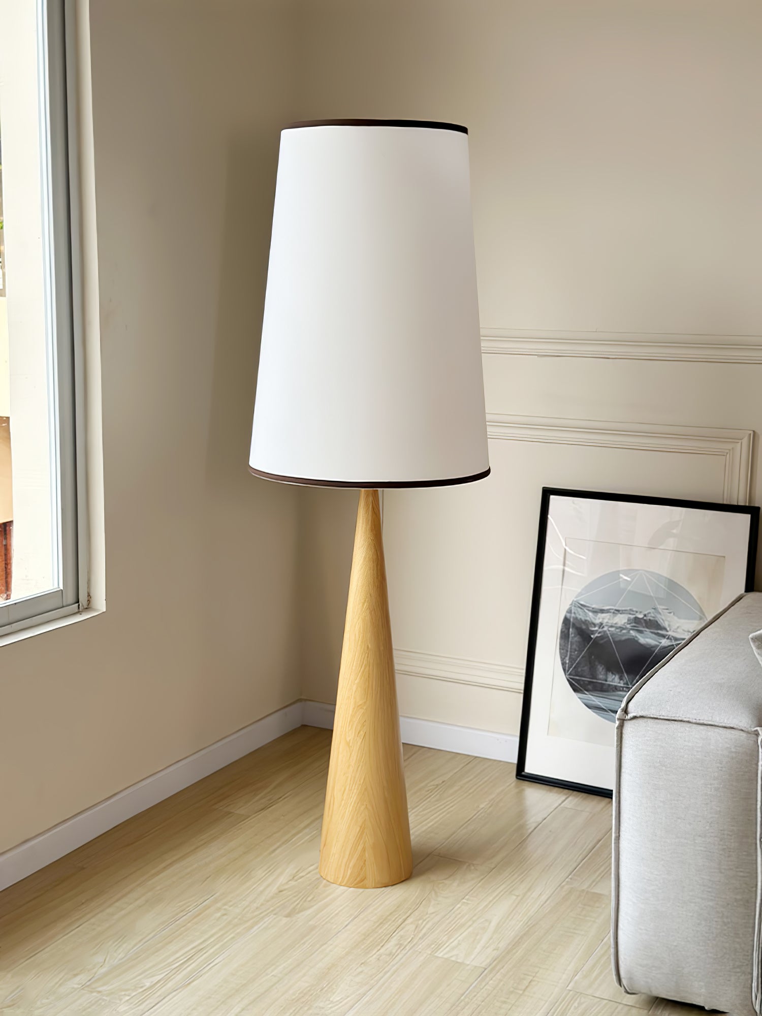 ConeLite Minimalist Wood Conical Floor Lamp