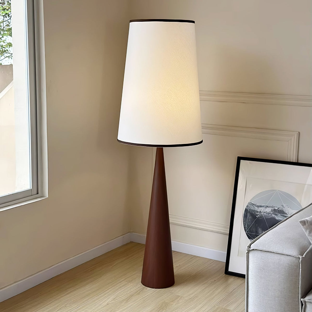 ConeLite Minimalist Wood Conical Floor Lamp