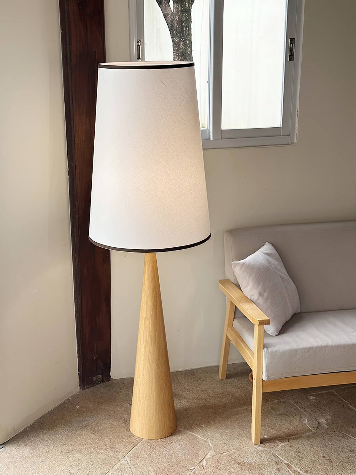 ConeLite Minimalist Wood Conical Floor Lamp