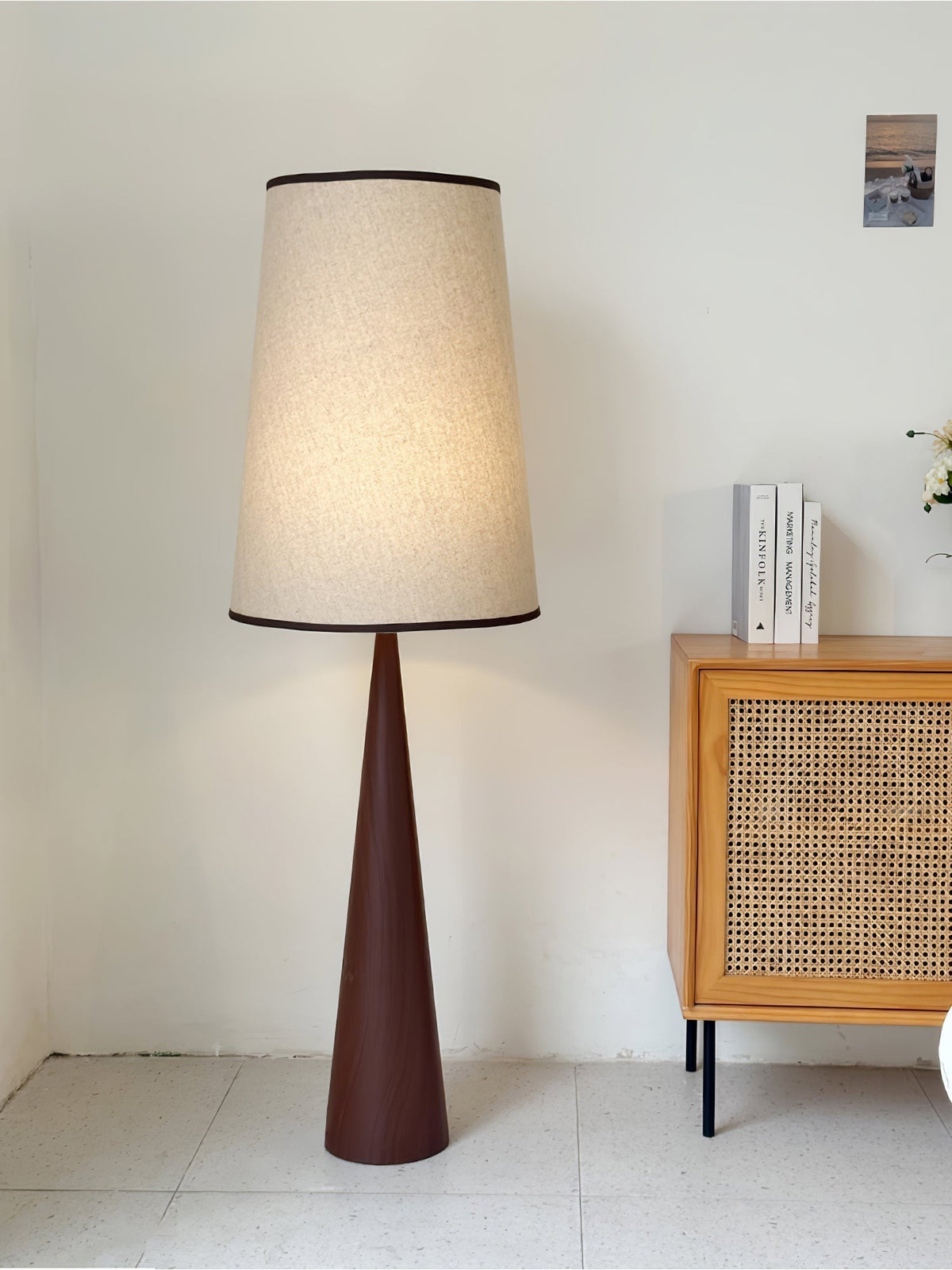 ConeLite Minimalist Wood Conical Floor Lamp