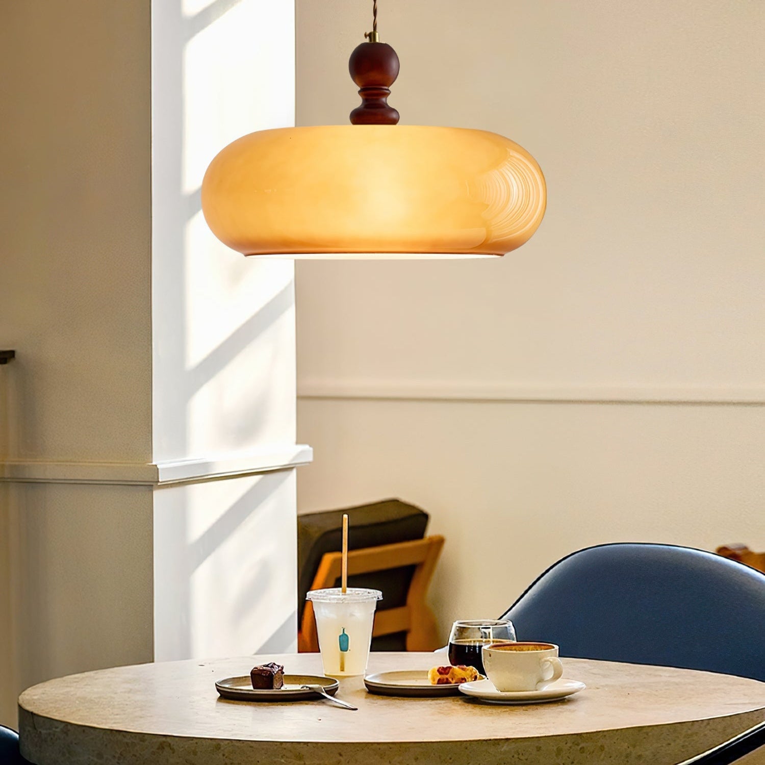 Eldom Amber Glass Shade Pendant Light - Neutral Decor