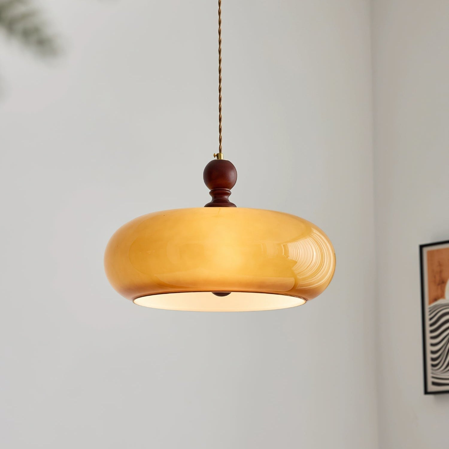 Eldom Amber Glass Shade Pendant Light - Neutral Decor