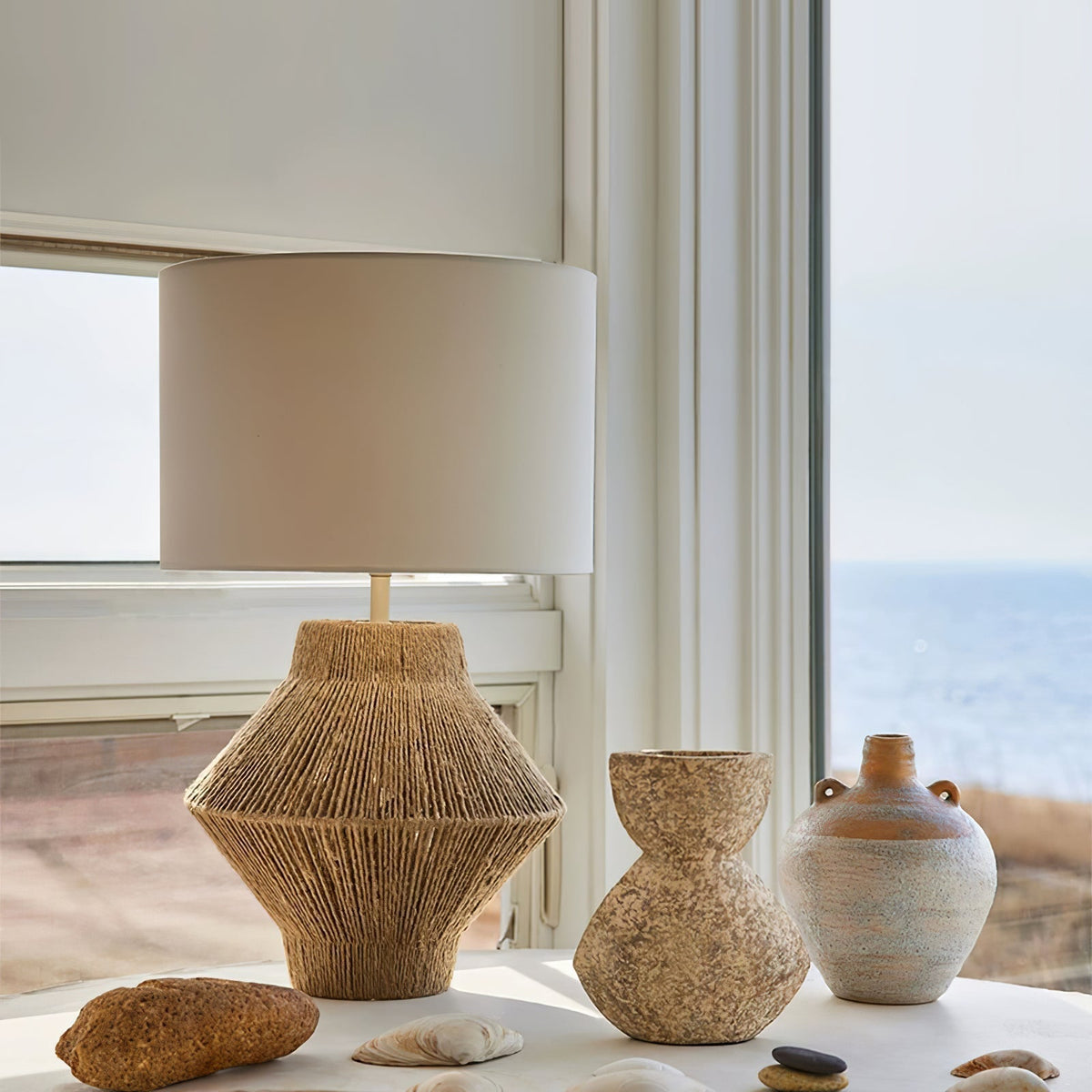Obsidian Fabric Rustic Table Lamp