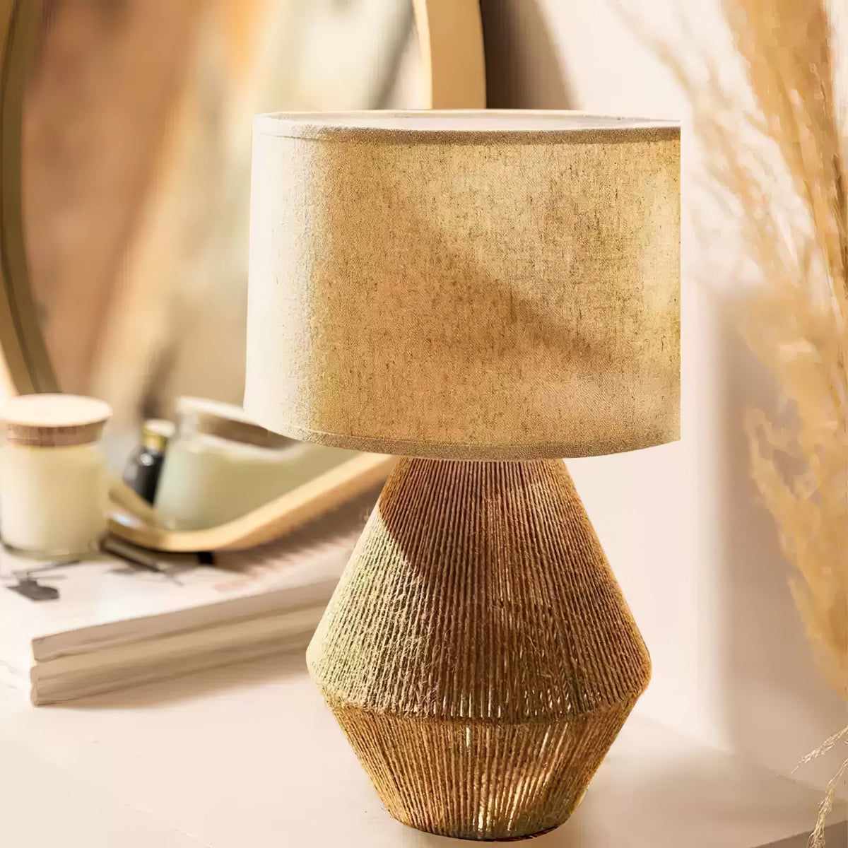 Obsidian Fabric Rustic Table Lamp