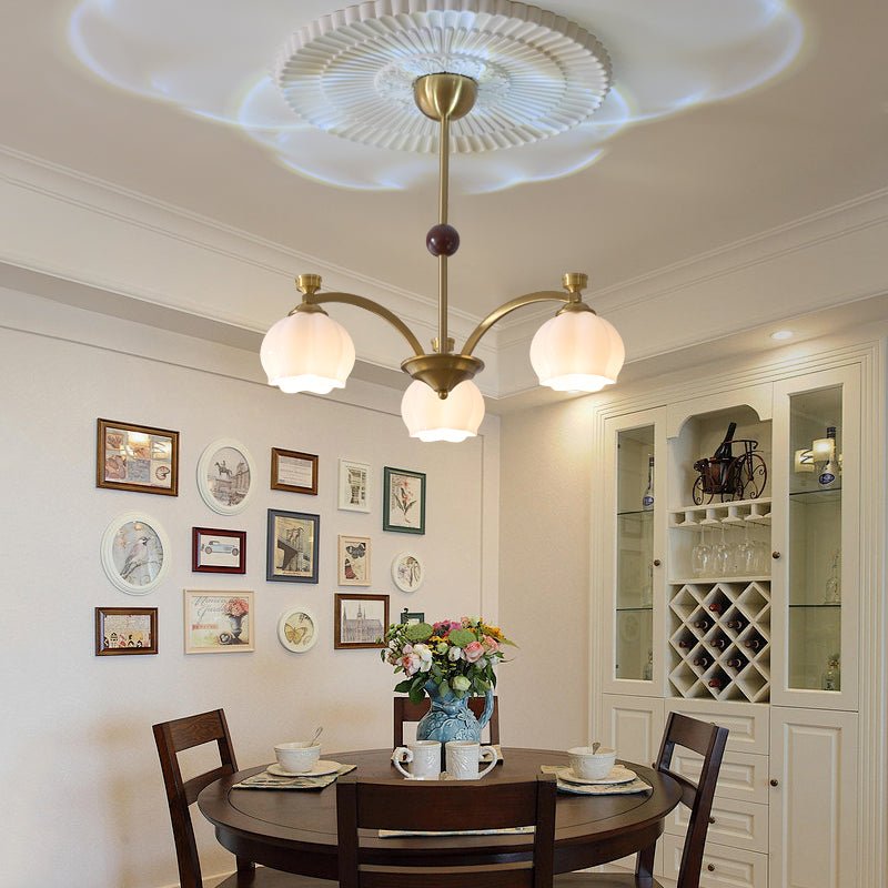 Alshaarae Traditional Premium Arc Wood Glass Chandelier