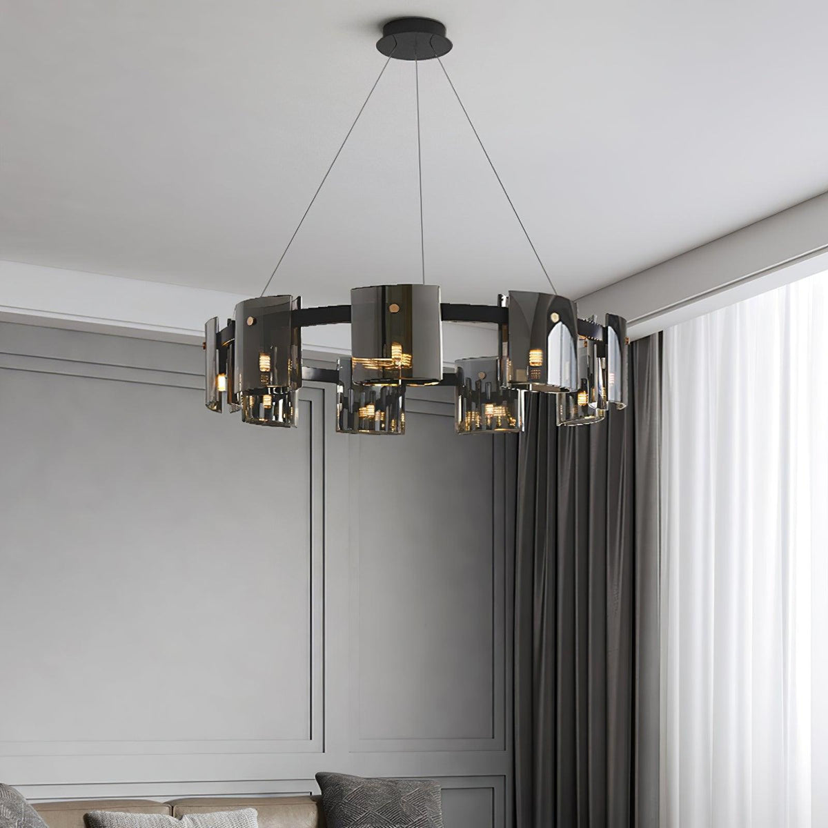 Tarlan Chandelier Circular Glass Iron Arms