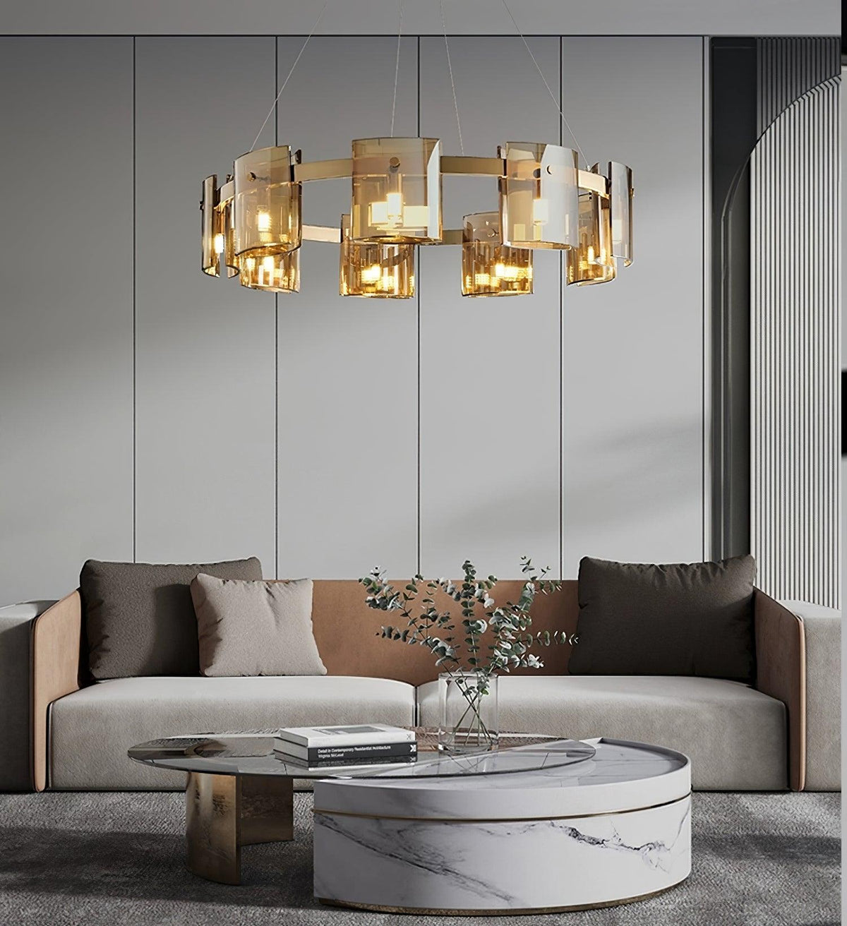 Tarlan Chandelier Circular Glass Iron Arms