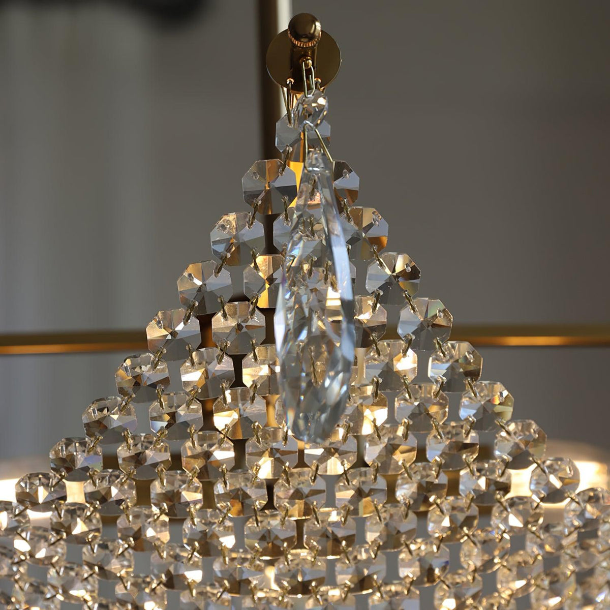 Cilune Chandelier with Crystal Strands and Crystal
