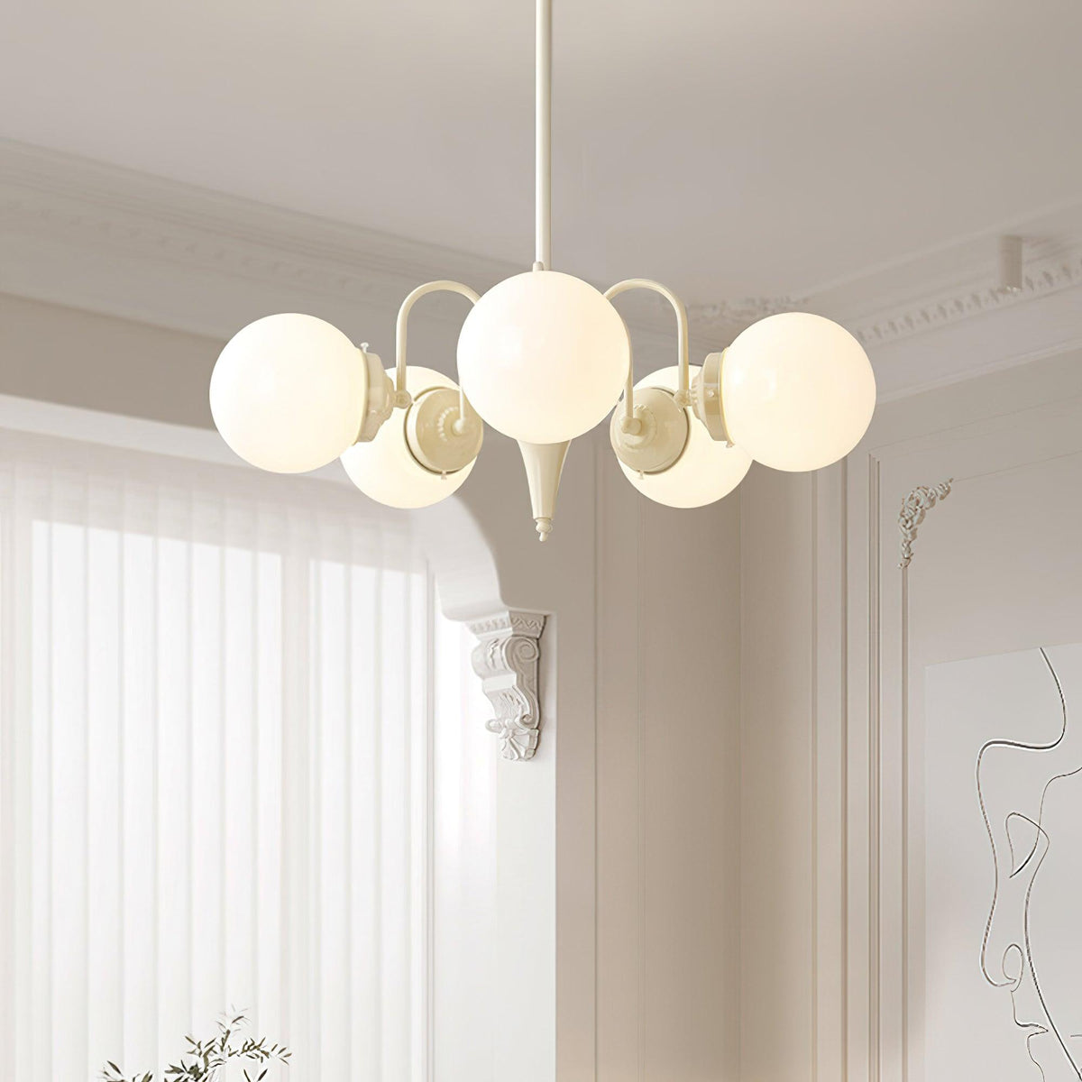 Elauian Chandelier Globe Cream Modern