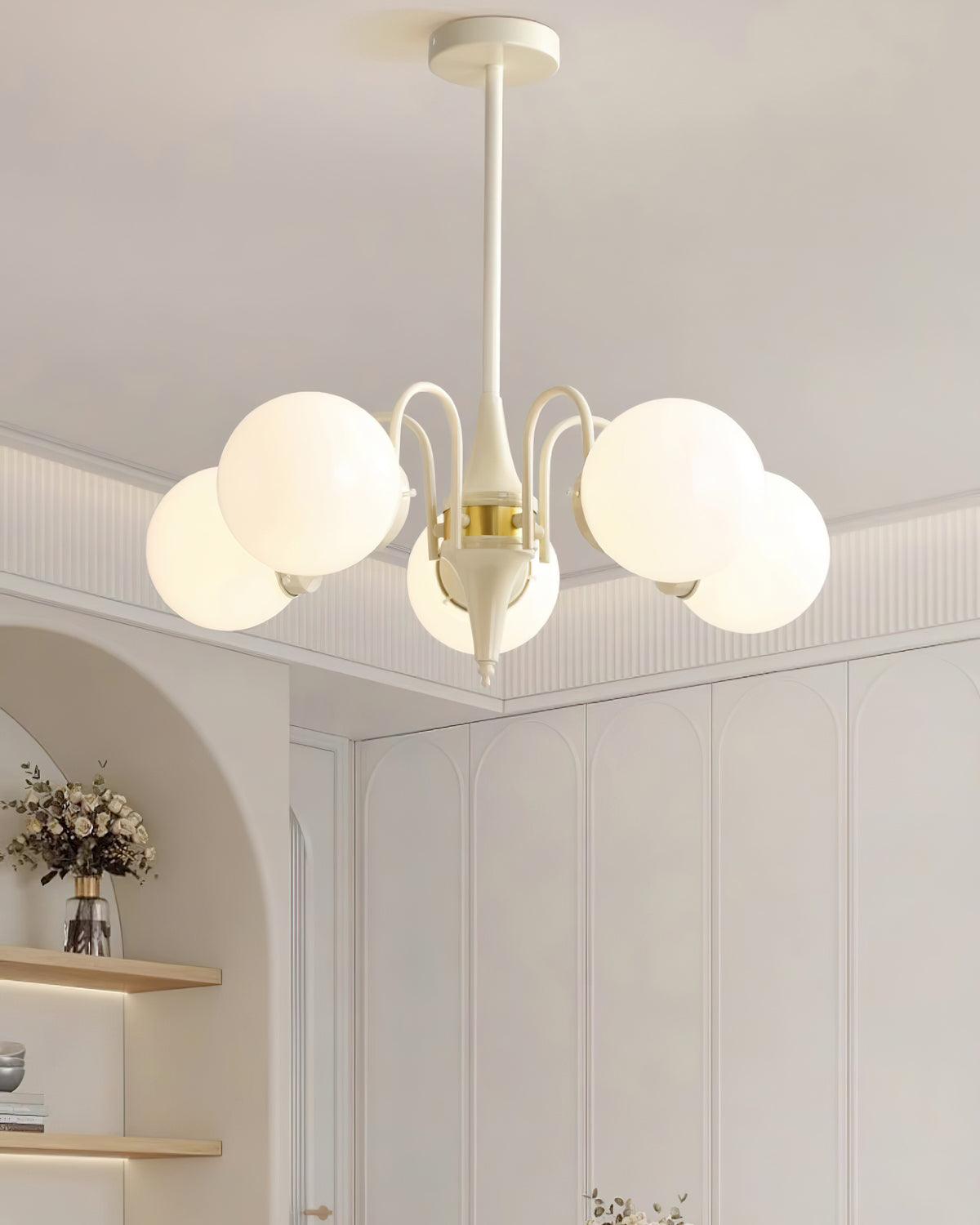 Elauian Chandelier Globe Cream Modern