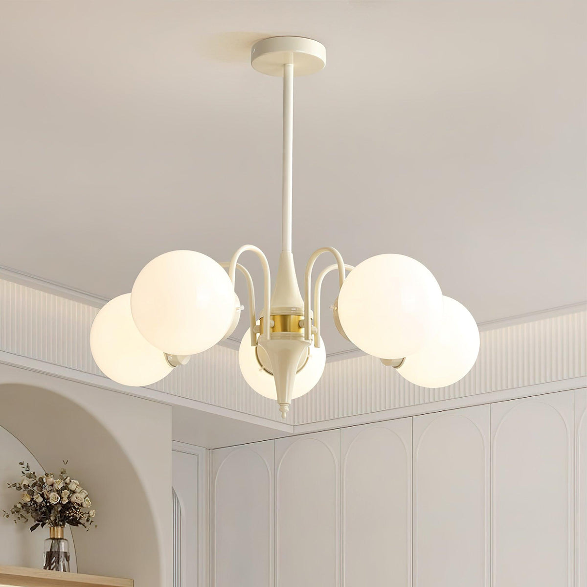 Elauian Chandelier Globe Cream Modern