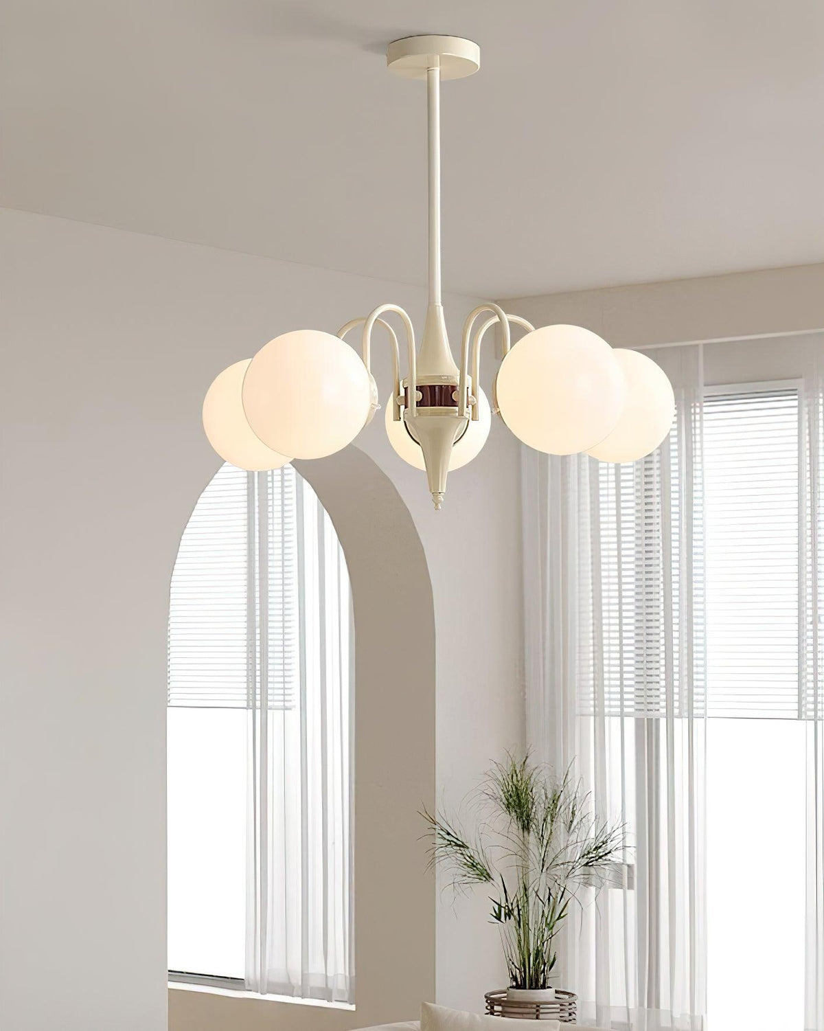 Elauian Chandelier Globe Cream Modern