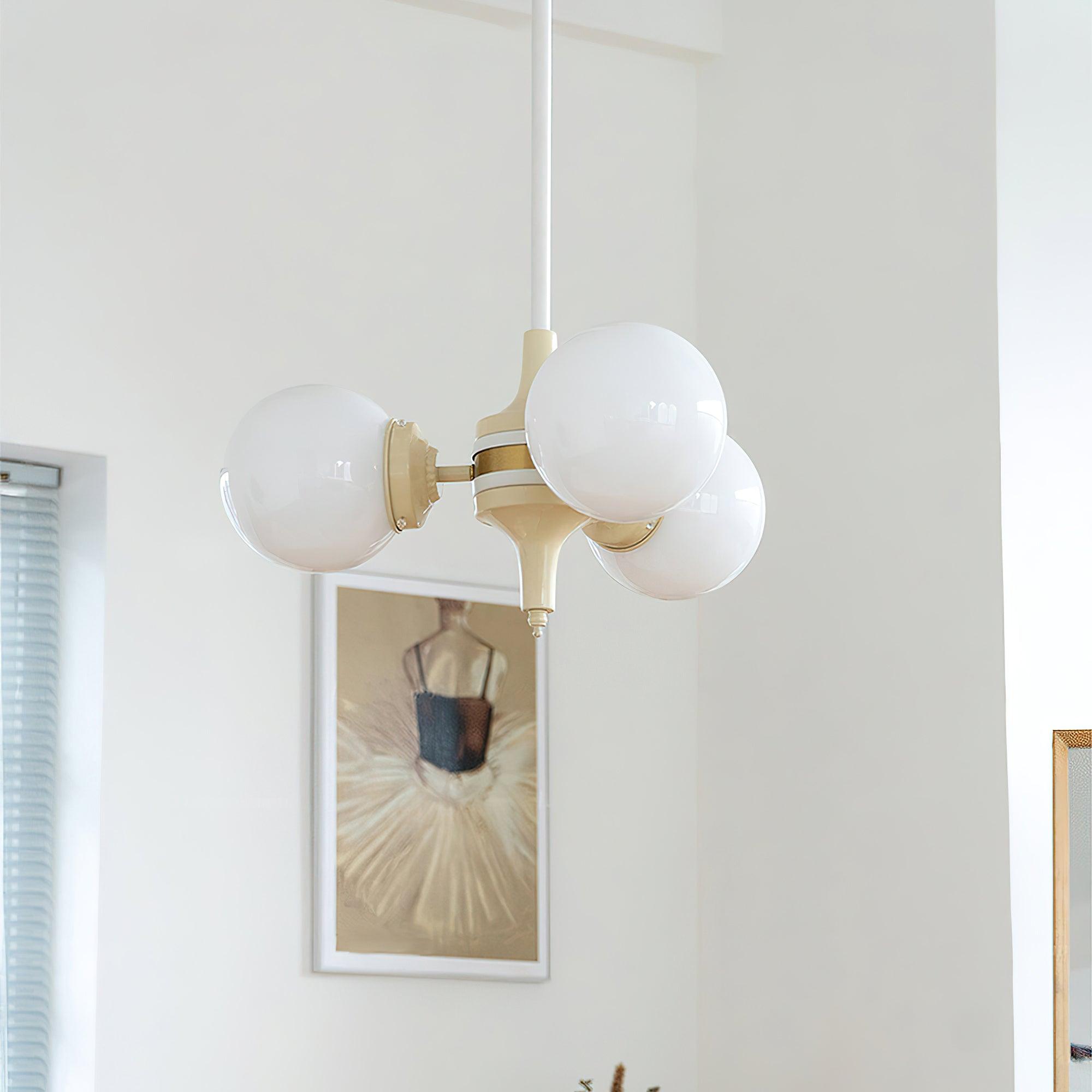 Elauian Chandelier Globe Cream Modern