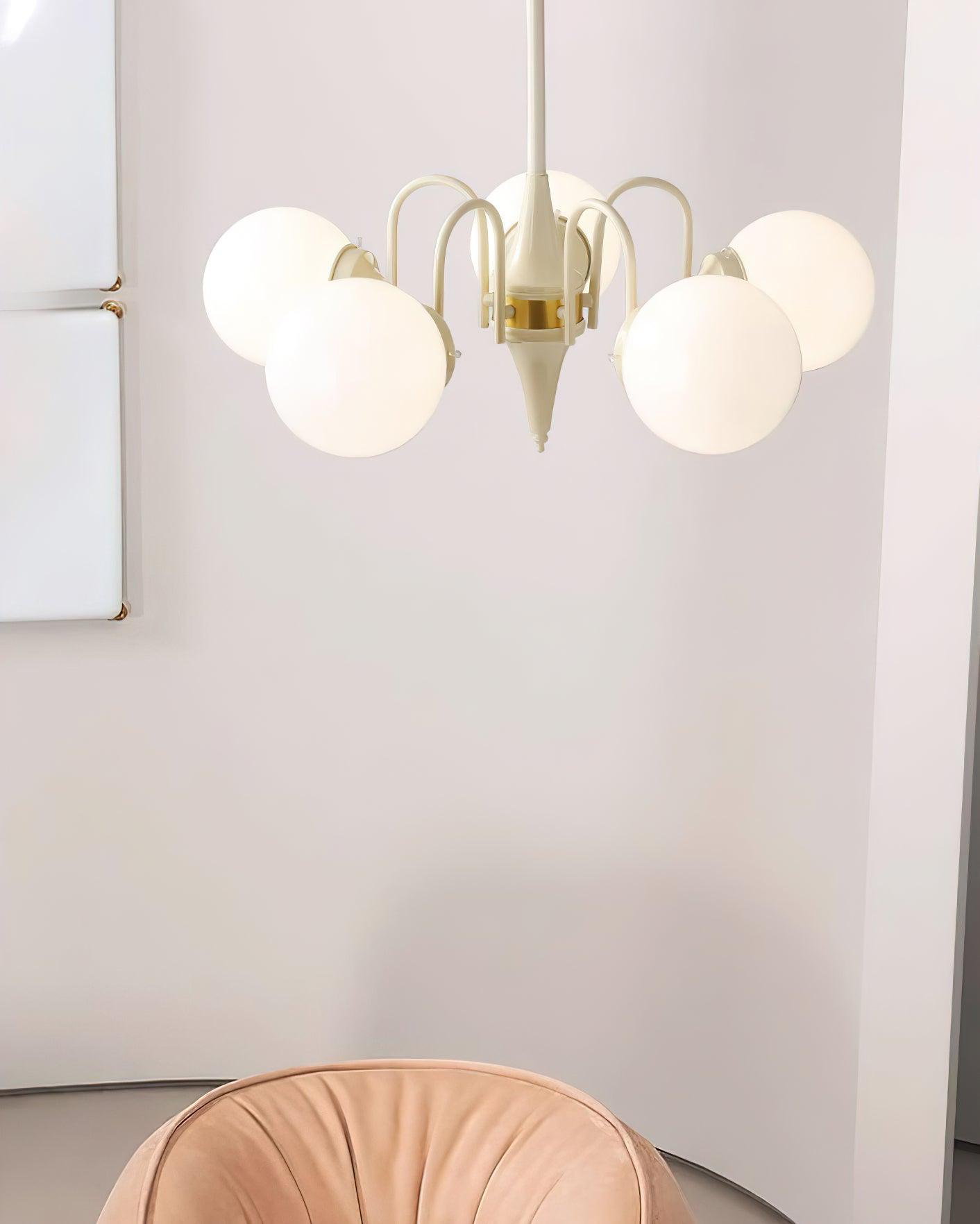 Elauian Chandelier Globe Cream Modern