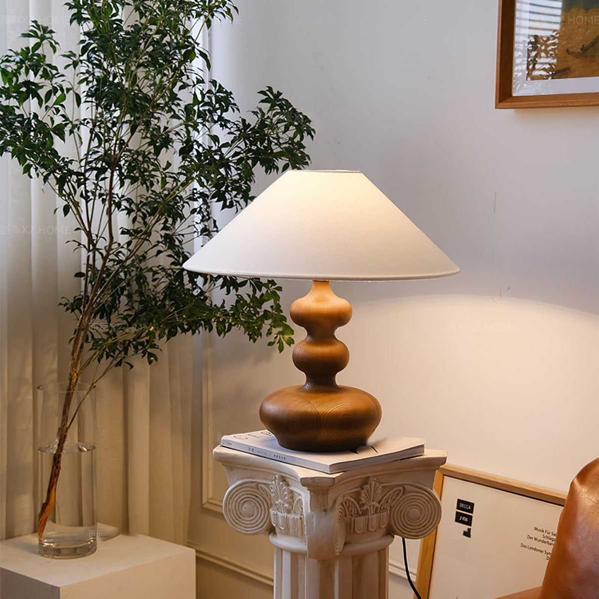 Vominex Wood Fabric Vintage Table Lamp