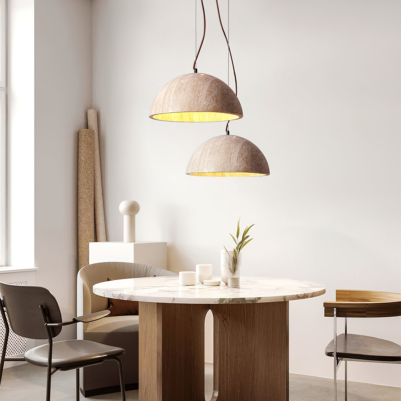 Avdoraris Dome-Shaped Travertine Pendant Light