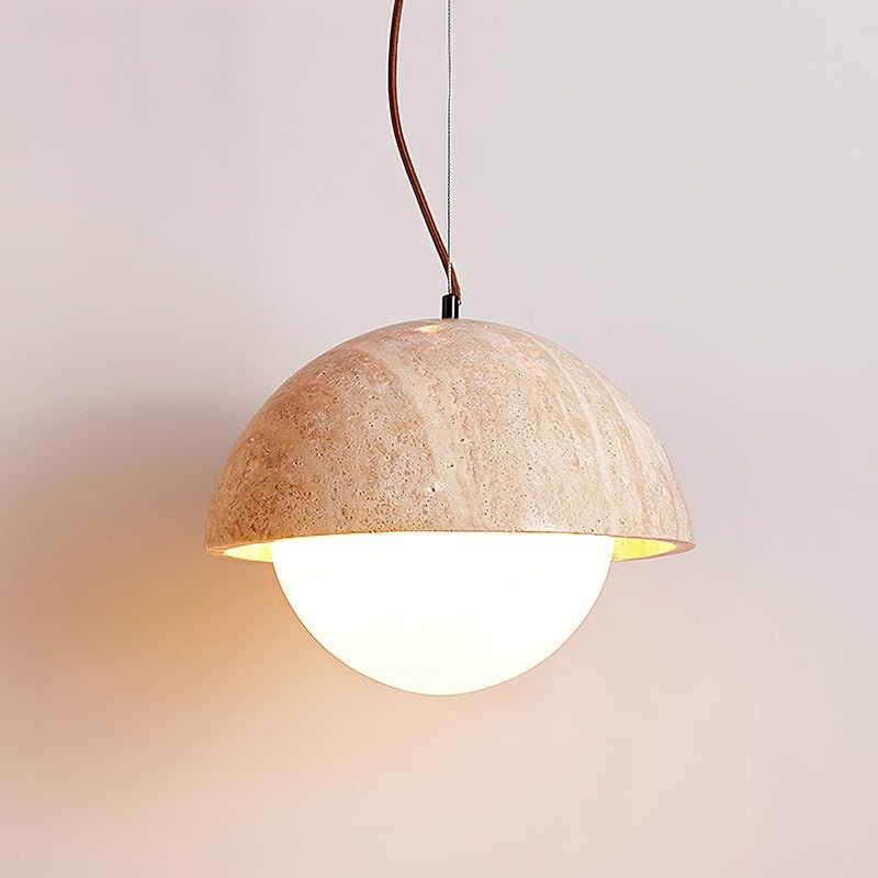 Avdoraris Dome-Shaped Travertine Pendant Light