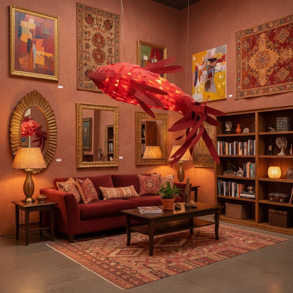 Aureline Crimson Swirl Koi Chandelier
