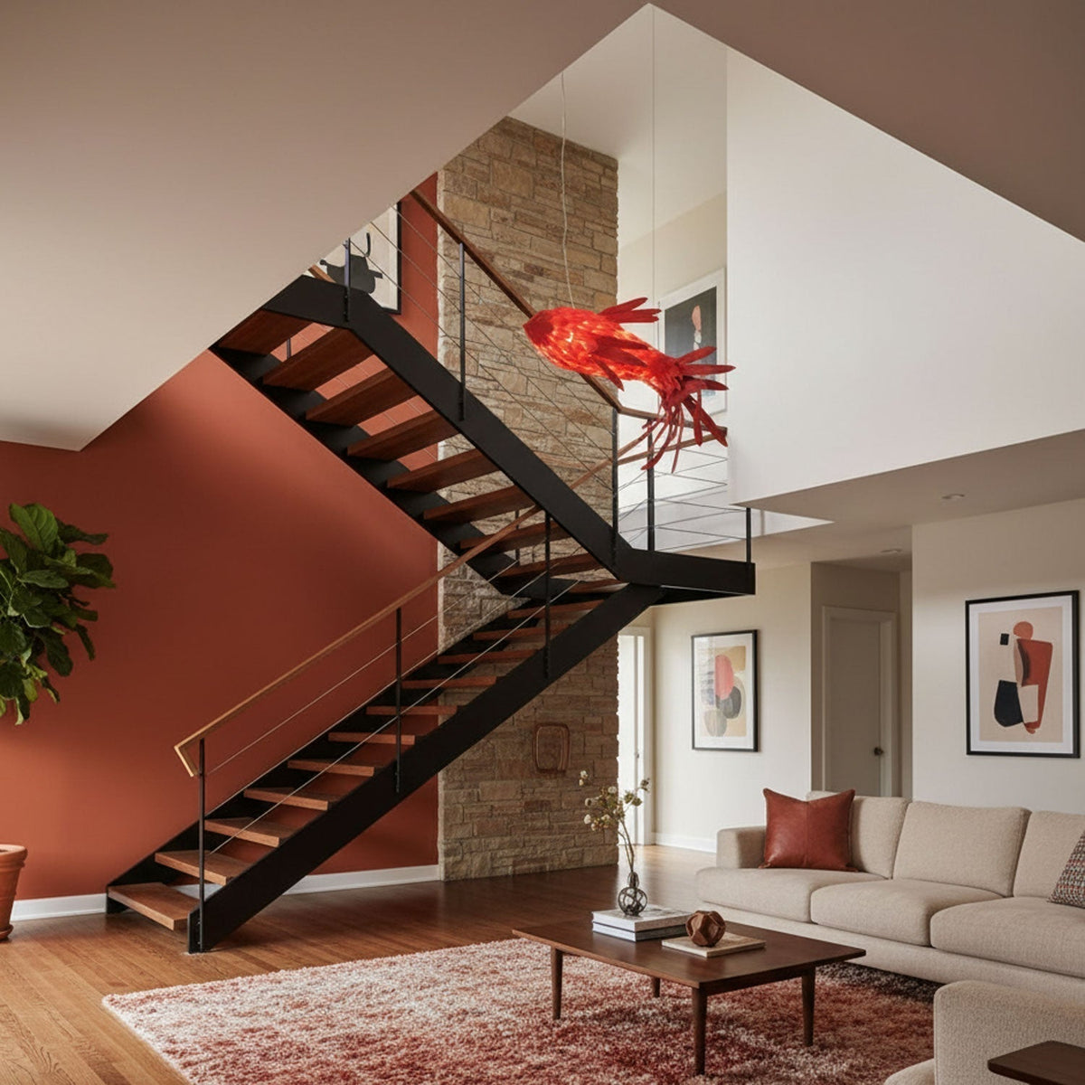 Aureline Crimson Swirl Koi Chandelier