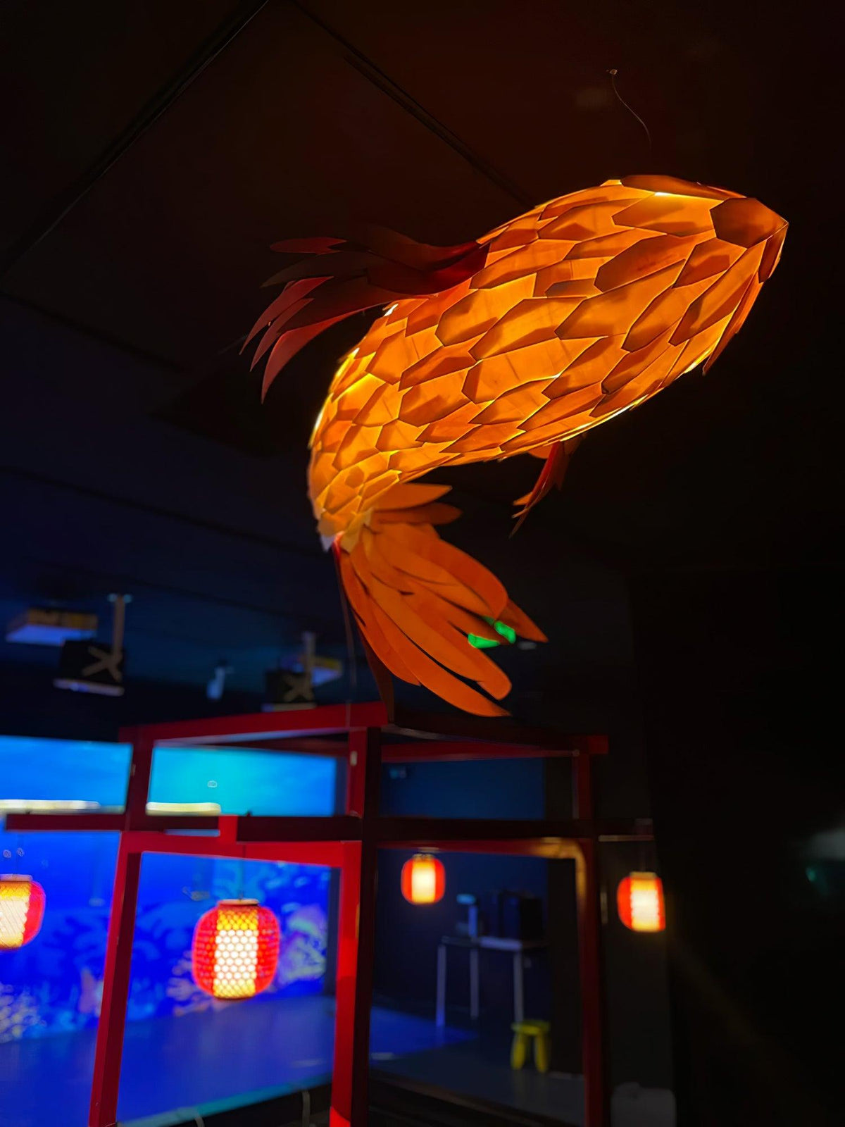 Aureline Crimson Swirl Koi Chandelier