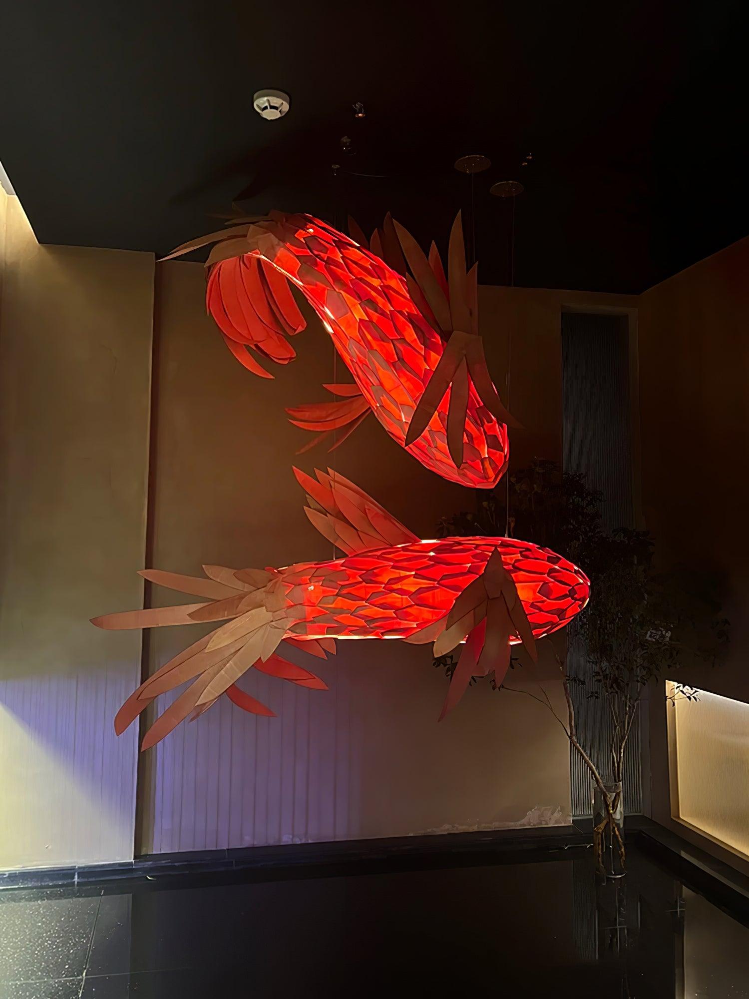 Aureline Crimson Swirl Koi Chandelier