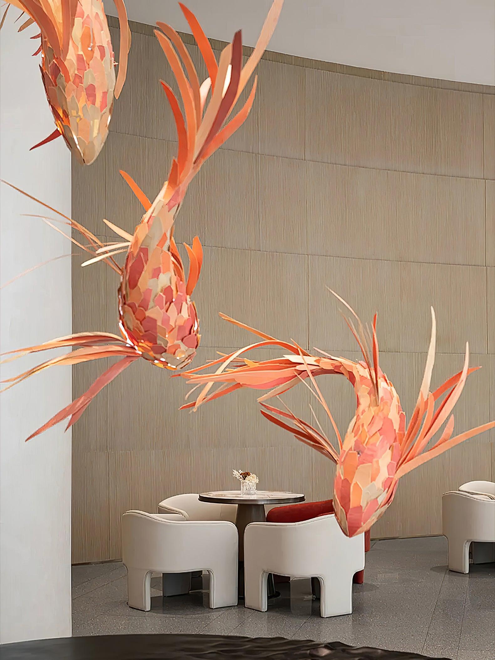 Aureline Crimson Swirl Koi Chandelier