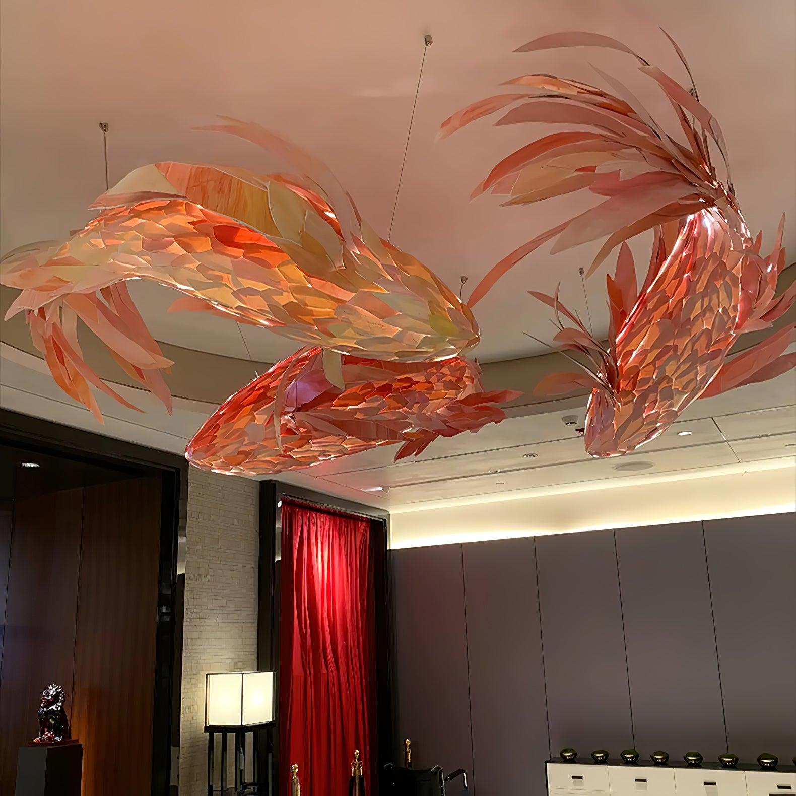 Aureline Crimson Swirl Koi Chandelier