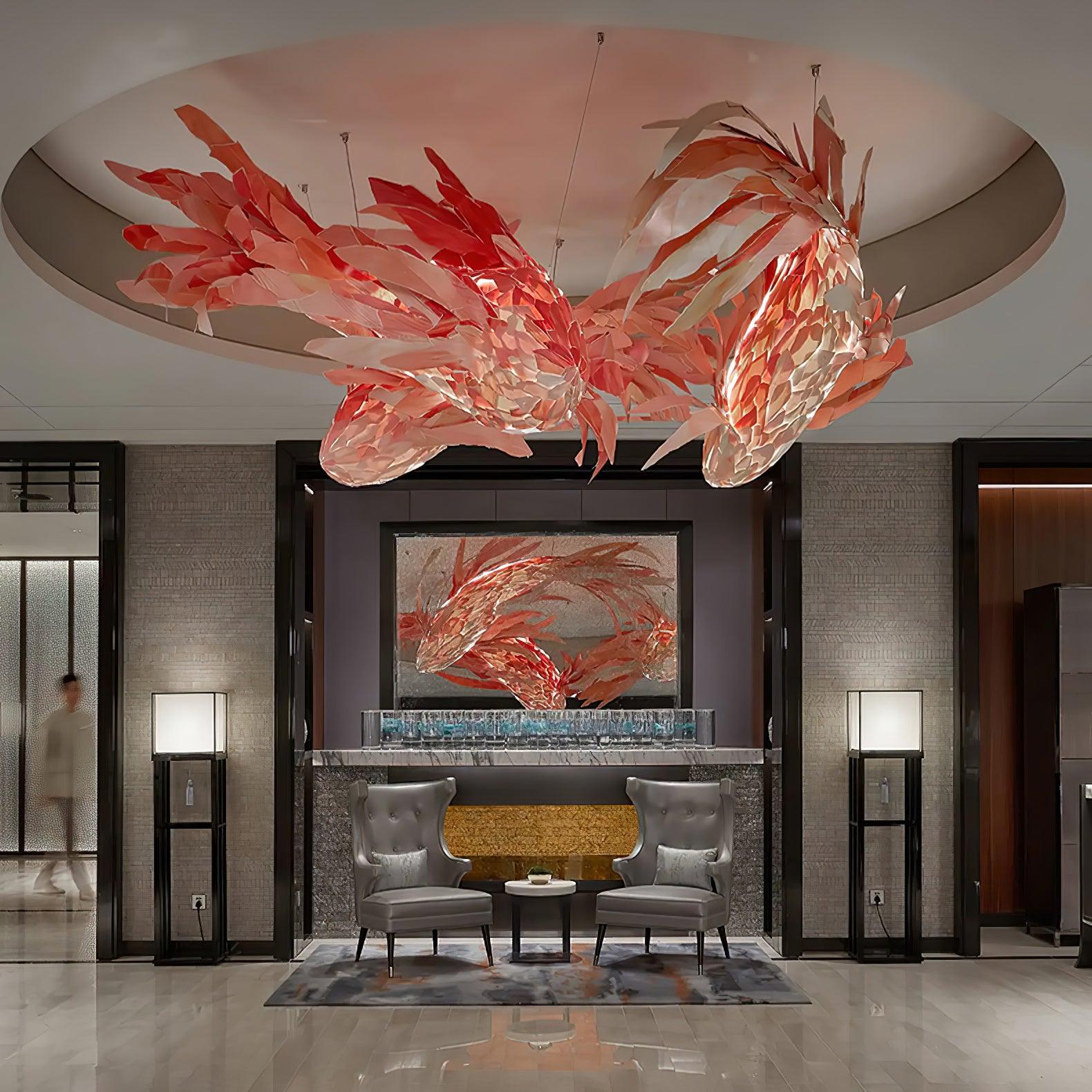 Aureline Crimson Swirl Koi Chandelier