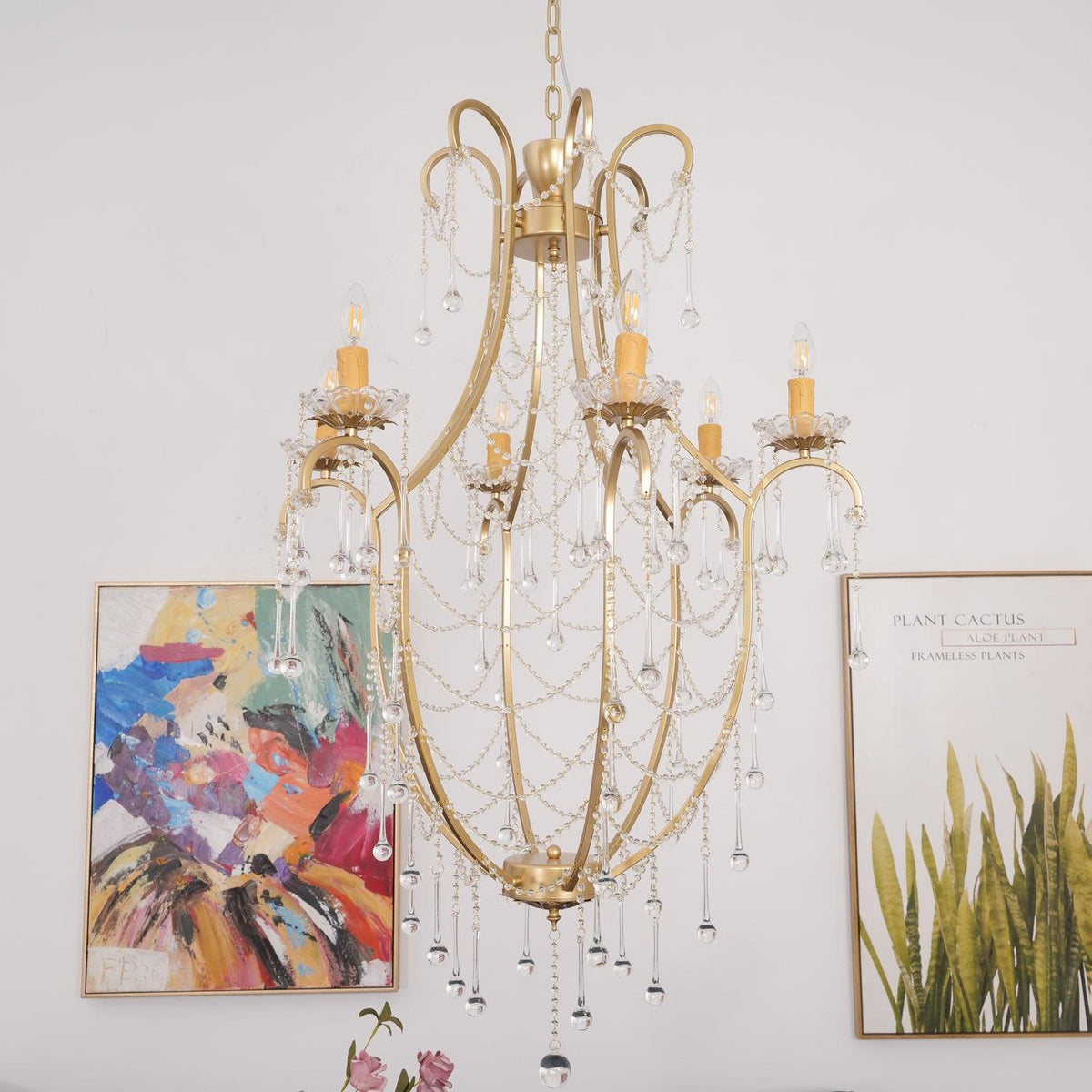 Eiriian Chandelier Birdcage Glass Drops