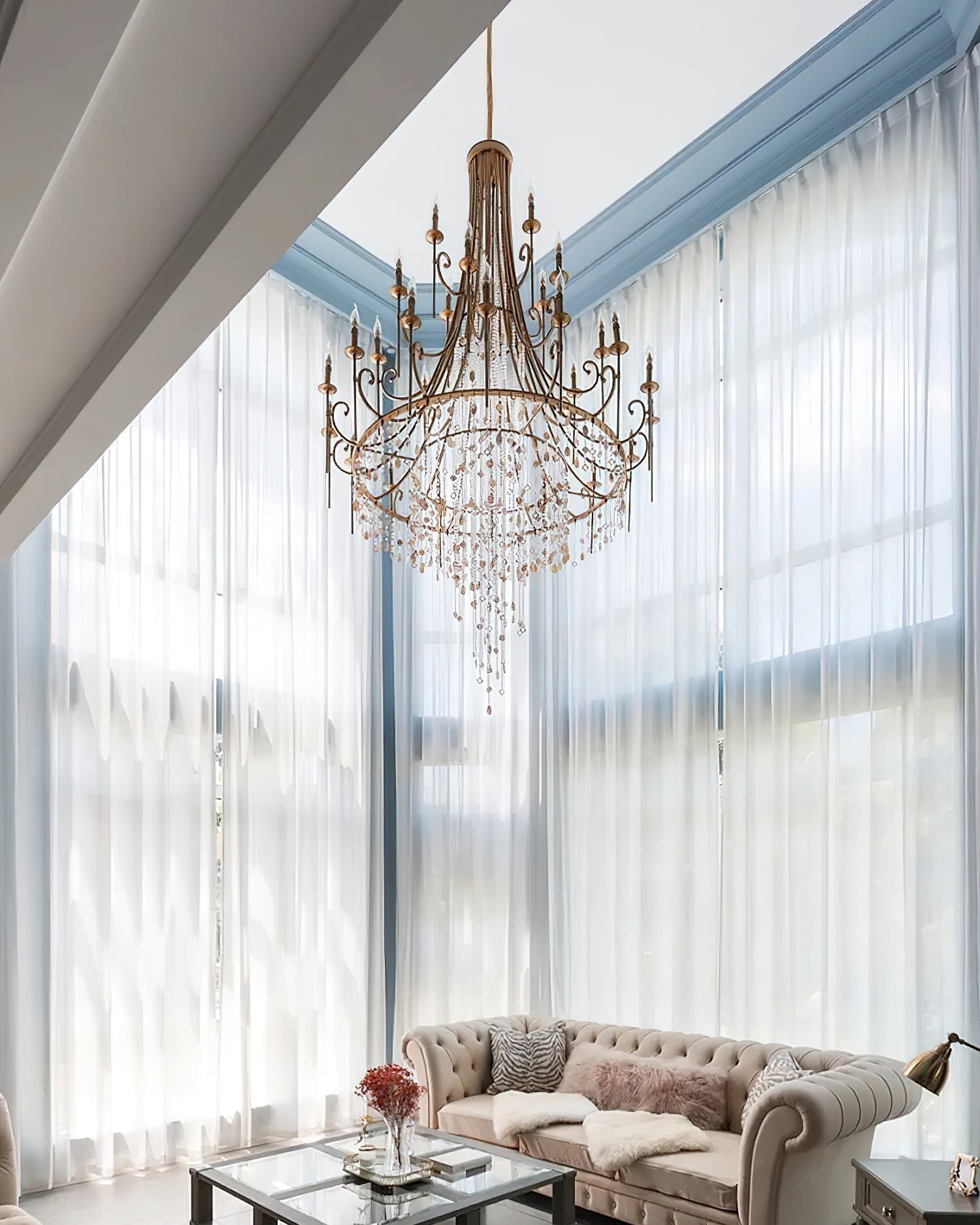 Sorvexa Chandelier Luxury Shell Crystal Retro