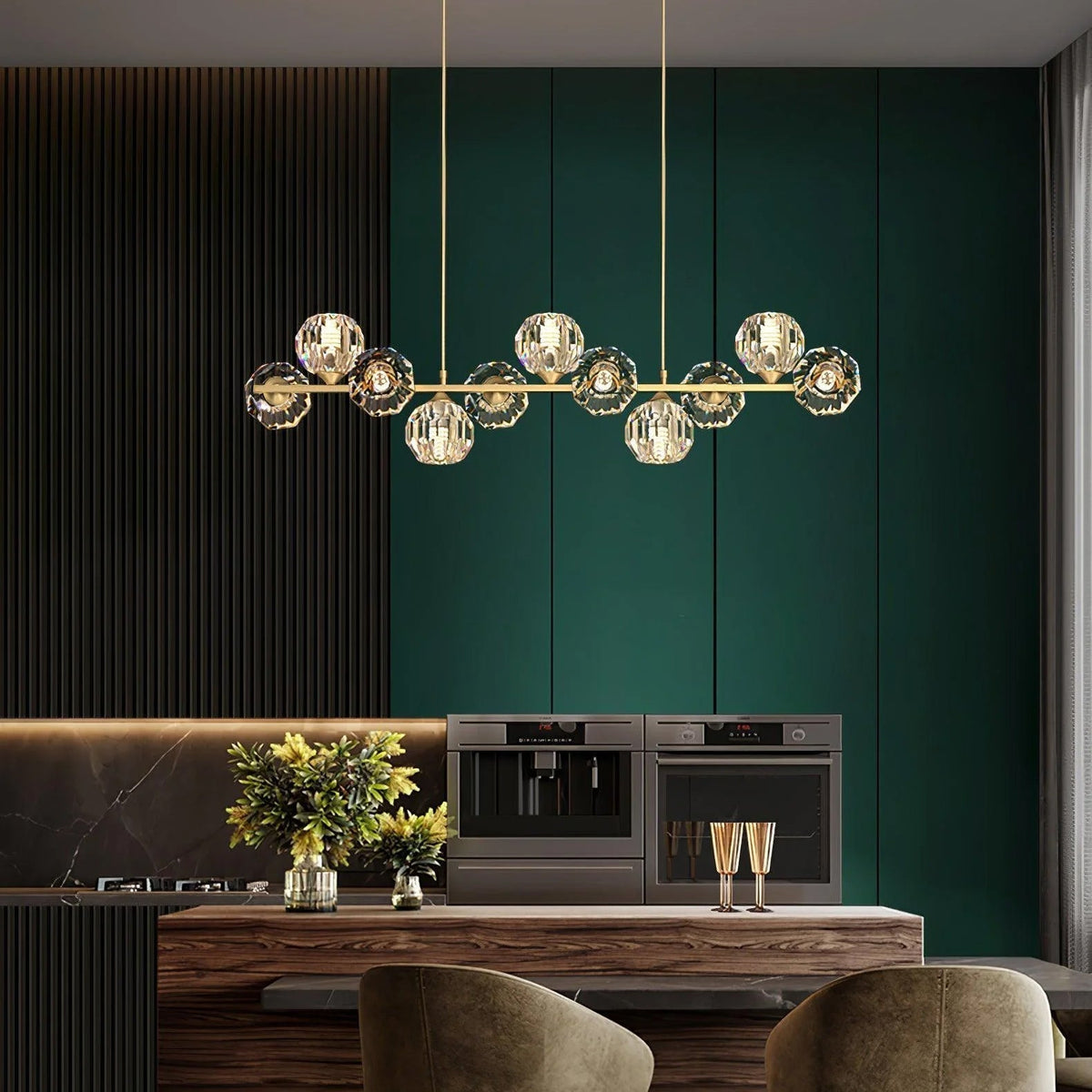 Drivel Postmodern Luxury Ball Brass Crystal Glass Chandelier