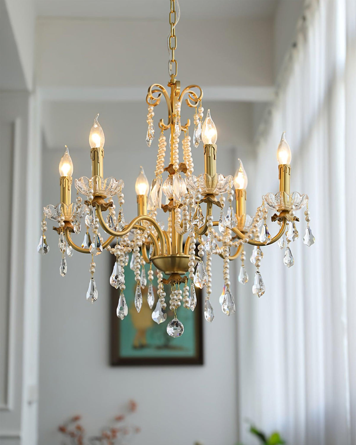 Elyeriel Chandelier Crystal Pearl