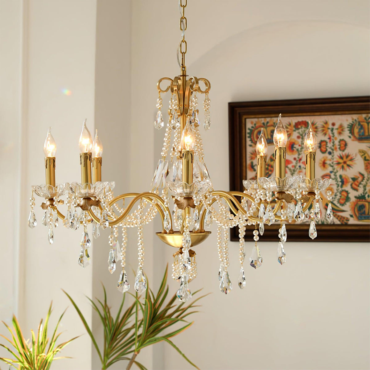 Elyeriel Chandelier Crystal Pearl