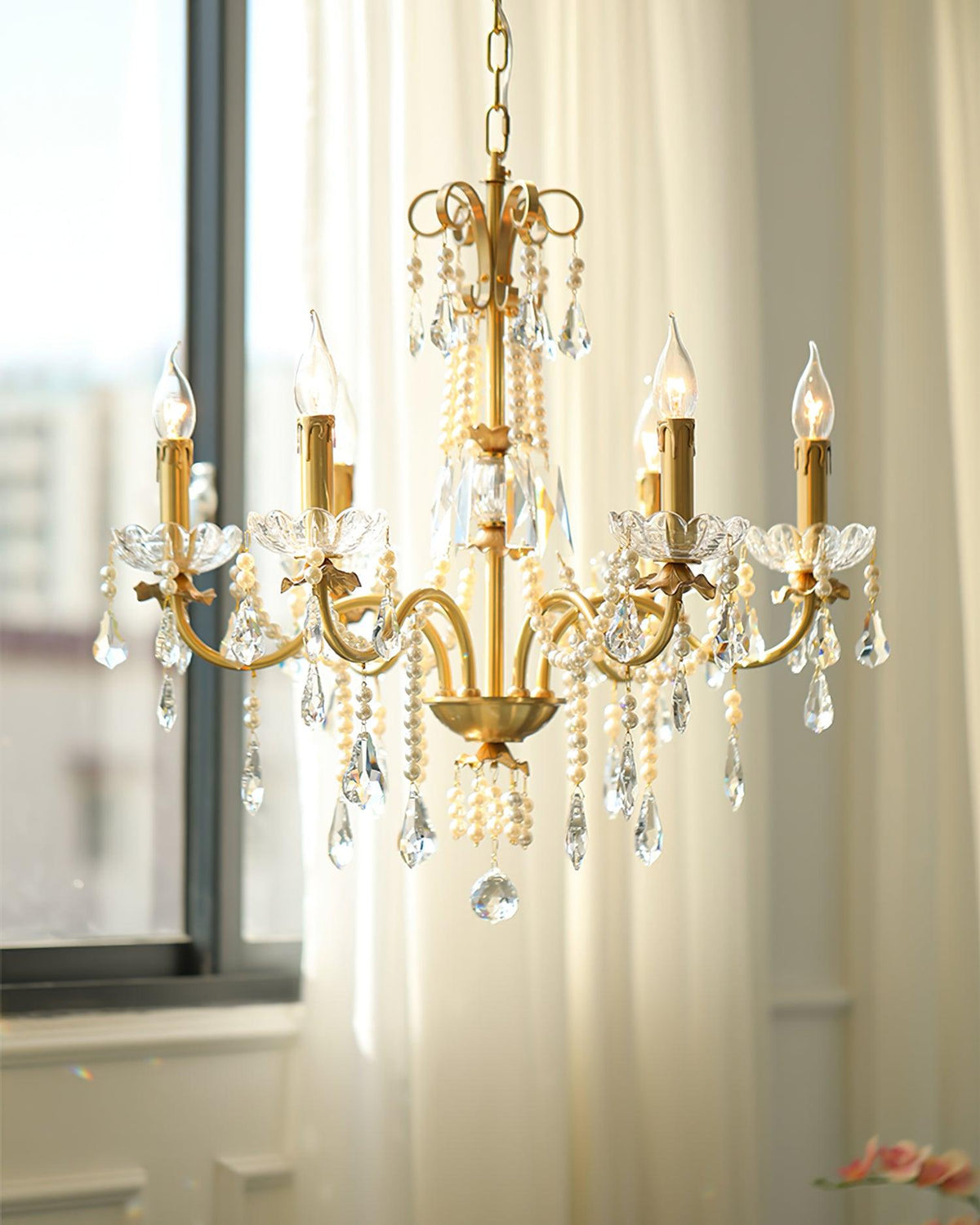 Elyeriel Chandelier Crystal Pearl