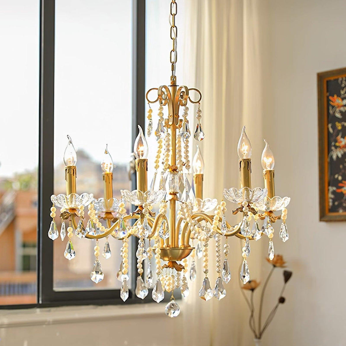 Elyeriel Chandelier Crystal Pearl