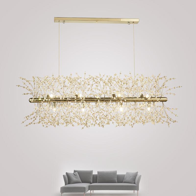 Cir Chandelier Brass Linear Crystal Branch