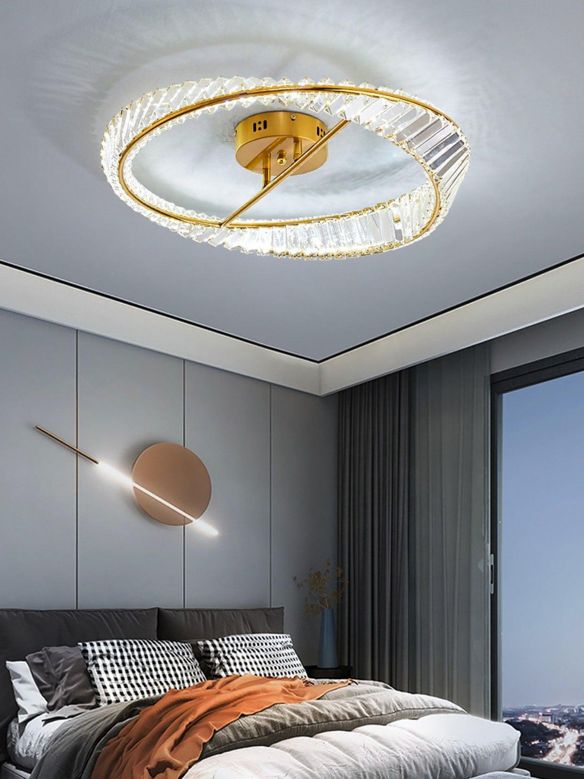 Elyaniella Ceiling Light Crystal Rings Stainless Steel