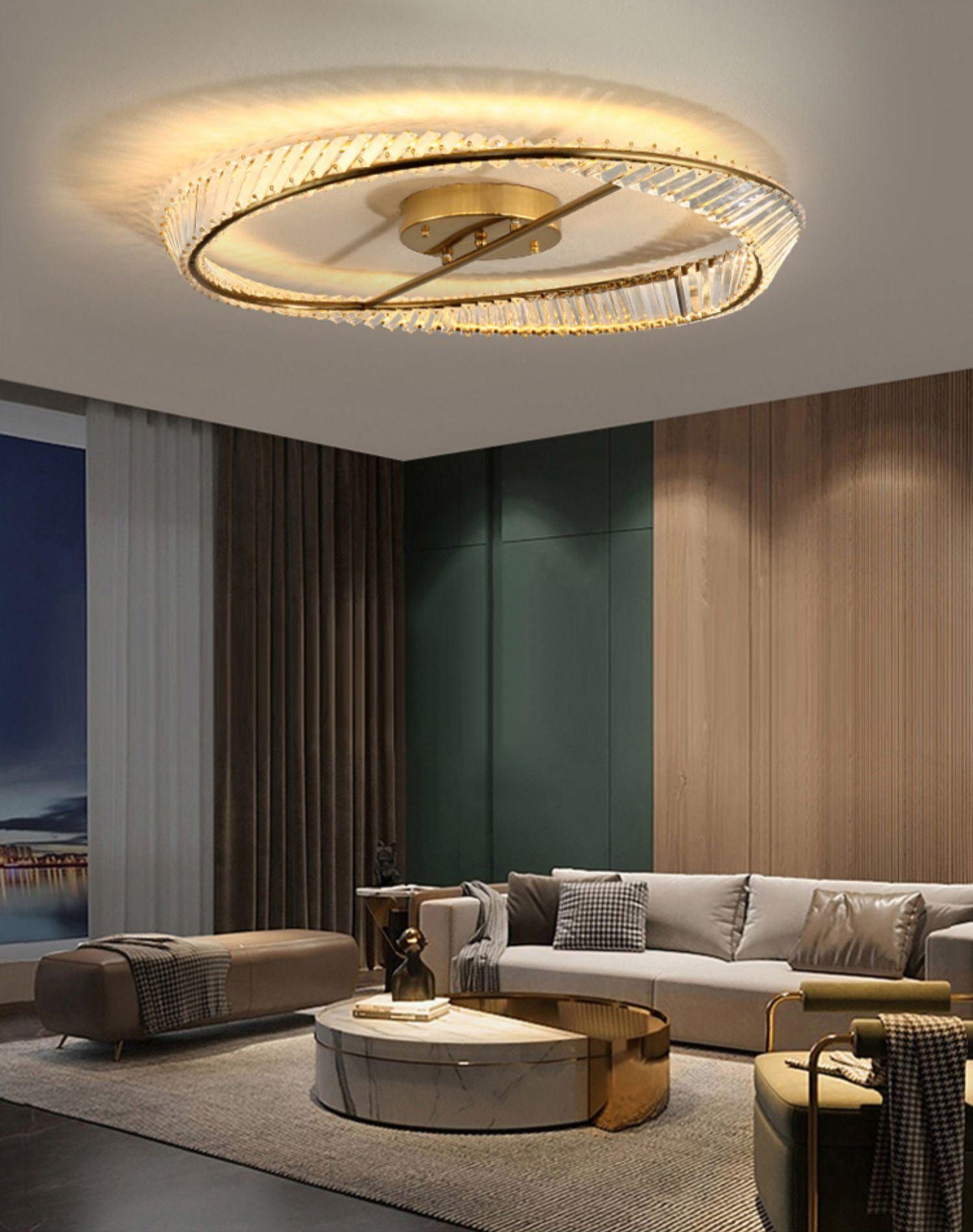 Elyaniella Ceiling Light Crystal Rings Stainless Steel