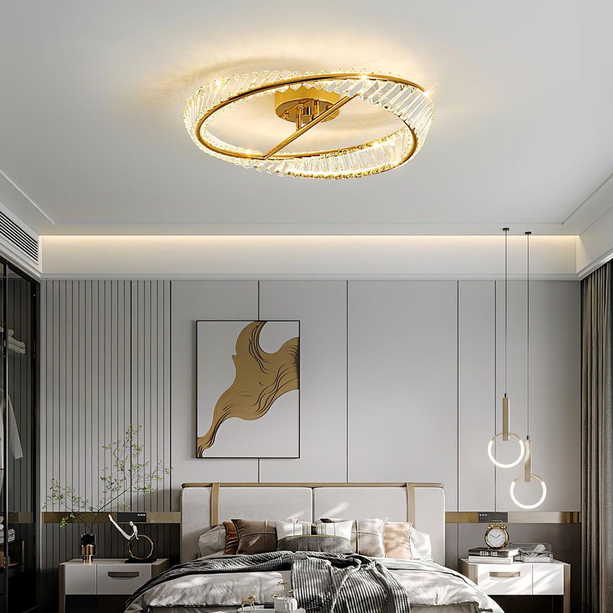 Elyaniella Ceiling Light Crystal Rings Stainless Steel