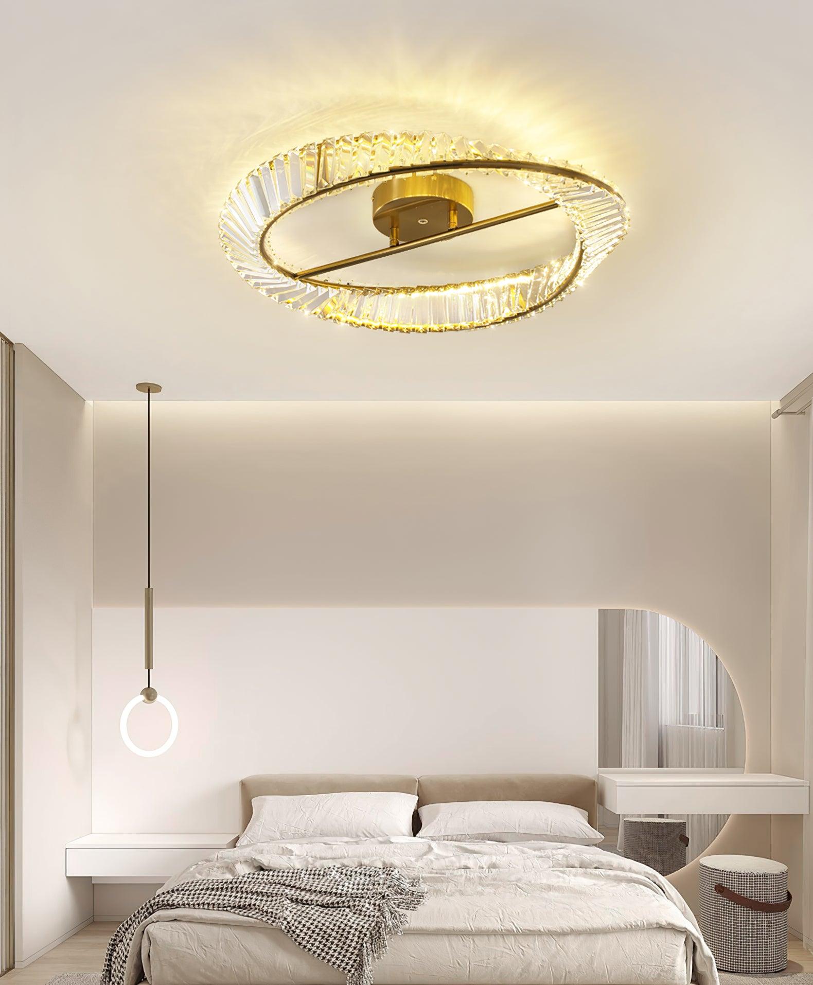 Elyaniella Ceiling Light Crystal Rings Stainless Steel