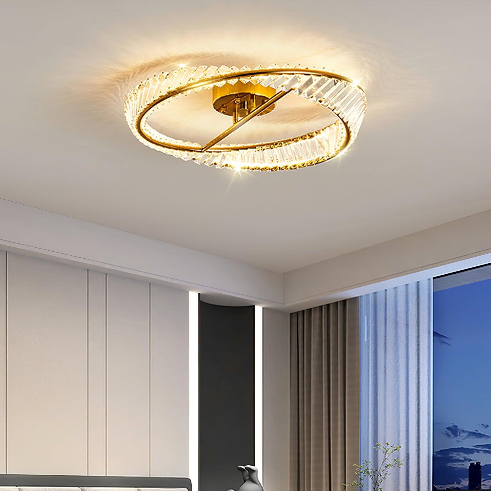 Elyaniella Ceiling Light Crystal Rings Stainless Steel