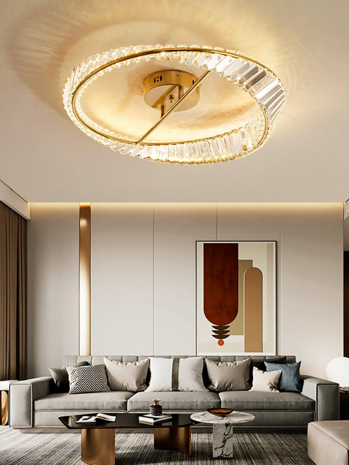 Elyaniella Ceiling Light Crystal Rings Stainless Steel